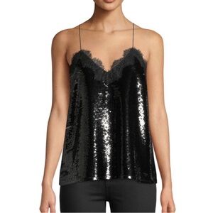 Cami NYC Black Sequin Cami Top Size L